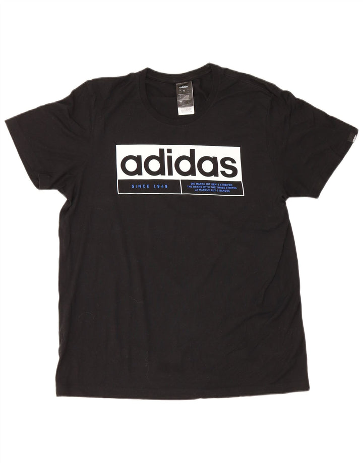 Adidas Herre grafisk T-shirt Top Medium Sort Bomuld