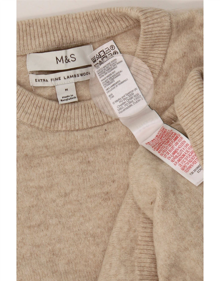 Marks & Spencer Herre sweater med rund hals, medium beige lammeuld