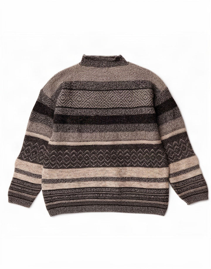 St. Bernard Herre rullehals sweater mellem grå stribet akryl