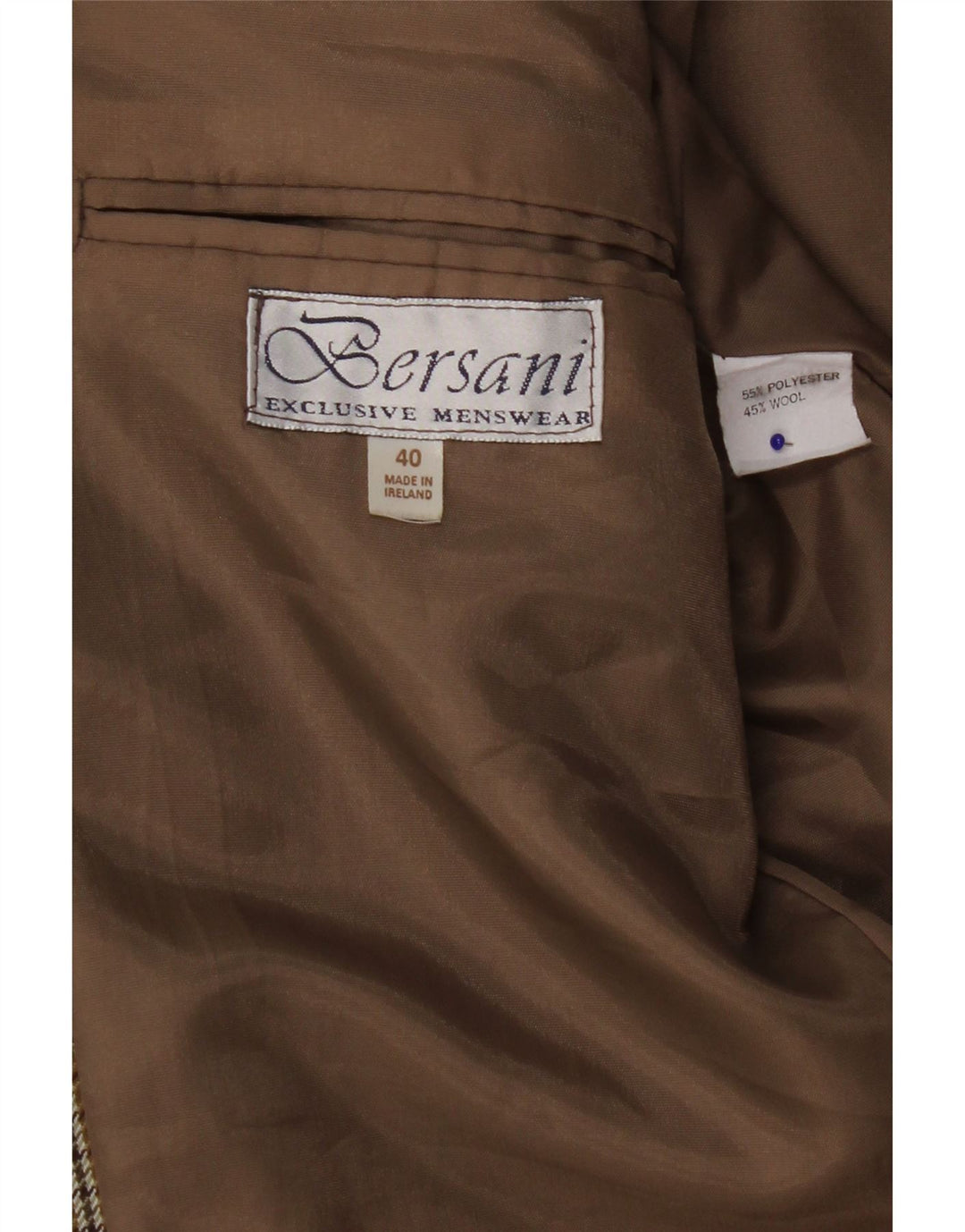 Bersani Herre 2-knaps blazerjakke UK 40 Large Brown Houndstooth Polyester