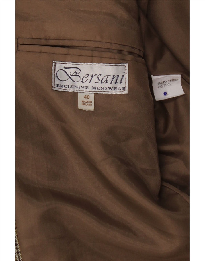 Bersani Herre 2-knaps blazerjakke UK 40 Large Brown Houndstooth Polyester