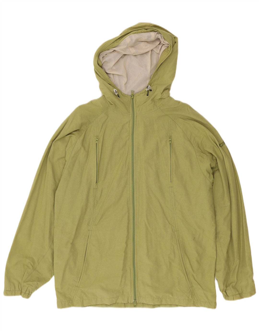 REEBOK Mens Hooded Rain Jacket UK 38 Medium Green Cotton