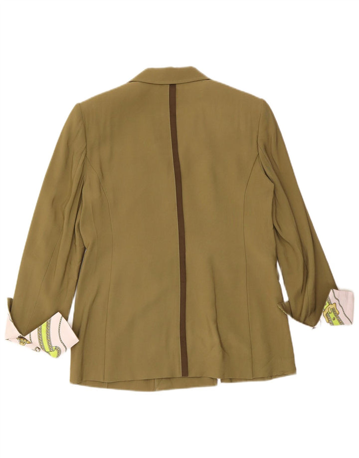 Anna Molinari Dame Dobbeltradet Blazer Jacket UK 10 Small Khaki