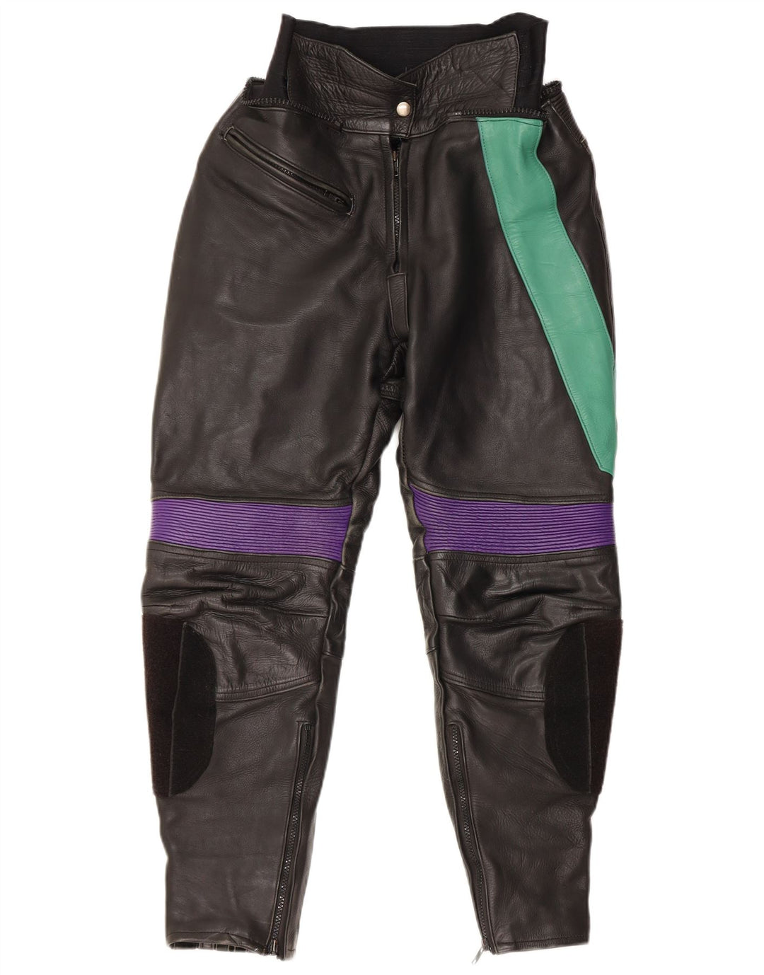 VINTAGE Damebukser EU 38 Medium W28 L27 Sort Colourblock Læder