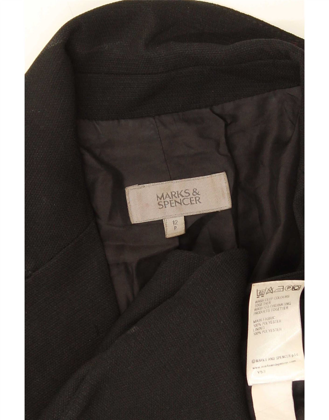 Marks & Spencer Dame 1-knaps blazerjakke UK 12 Medium Sort Polyester