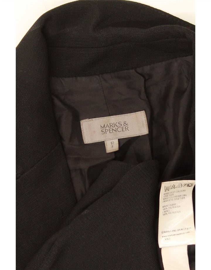 Marks & Spencer Dame 1-knaps blazerjakke UK 12 Medium Sort Polyester