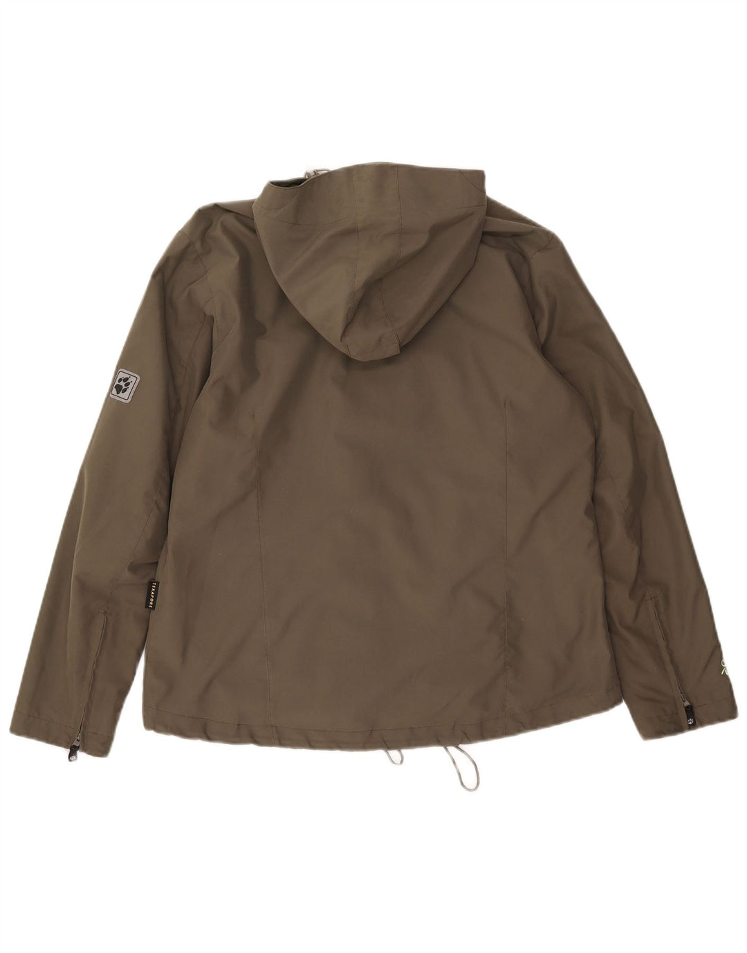 Jack Wolfskin Dame Hætte Regnjakke UK 14/16 Stor Khaki Polyester