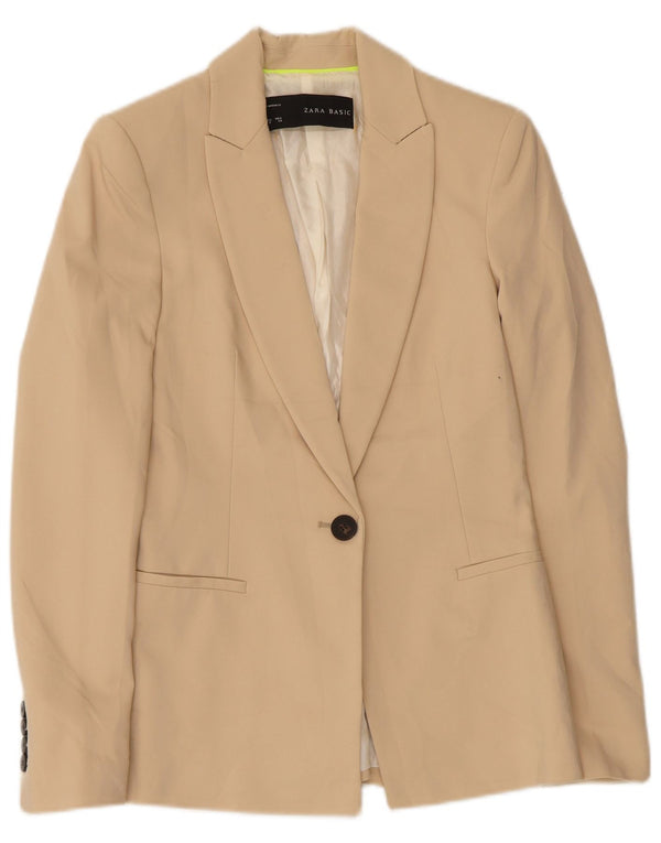 Zara Dame 1-knaps blazerjakke UK 6 XS Beige Polyester