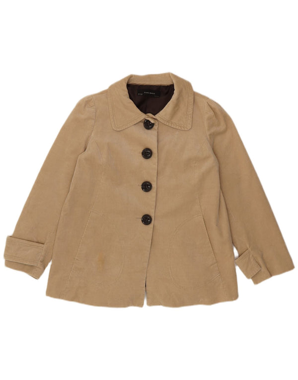 Zara Womens Corduroy Jacket UK 16 Large Beige Bomuld