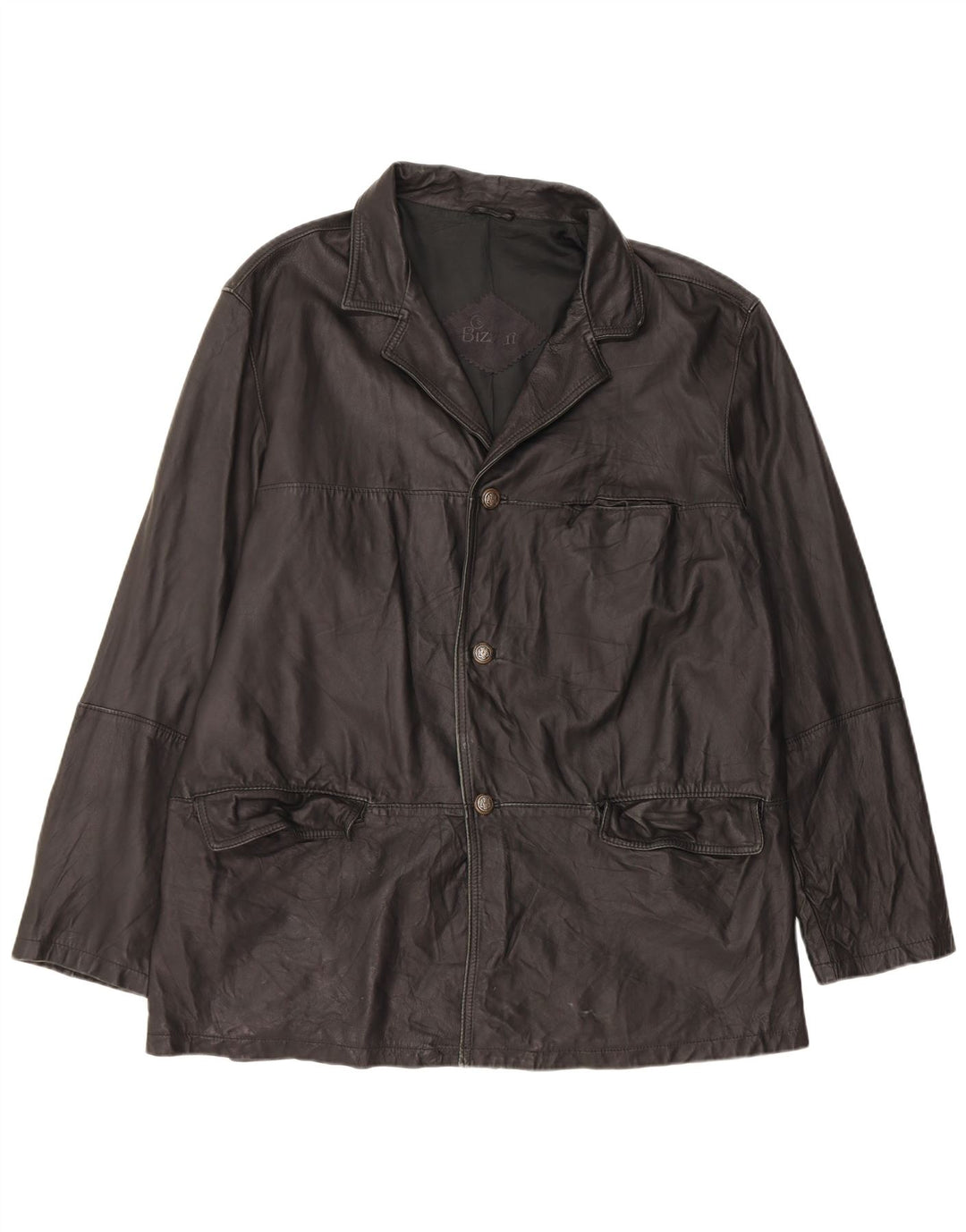 Bizzarro Herre 3 Button Blazer Jacket IT 54 2XL Sort Læder