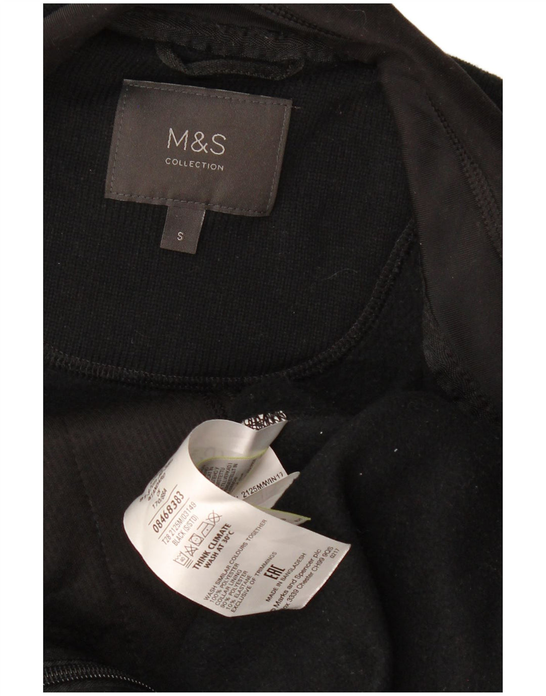 MARKS & SPENCER Oversized fleecejakke til kvinder UK 10 Lille sort polyester