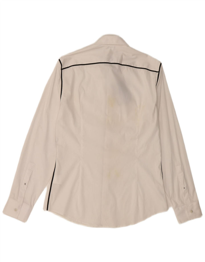 Trussardi herreskjorte str. 40 Medium hvid stribet bomuld