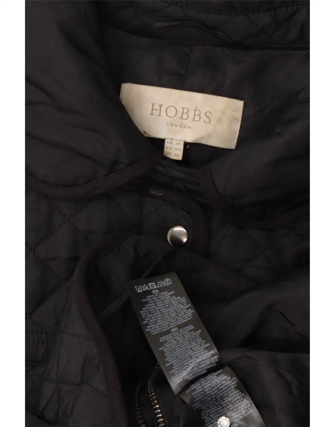 Hobbs Quiltet overfrakke til kvinder UK 14 Medium Sort Polyamid