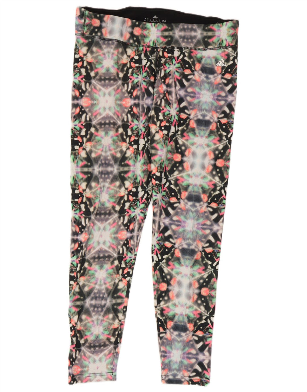 Adidas Womens Climalite Leggings UK 16/18 Large Black Geometric Polyester