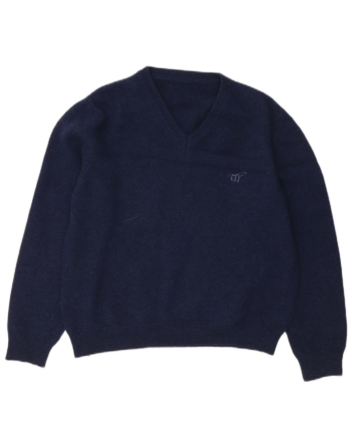 Henry Cottons Herre V-hals sweater Medium Navy Blue Virgin Wool