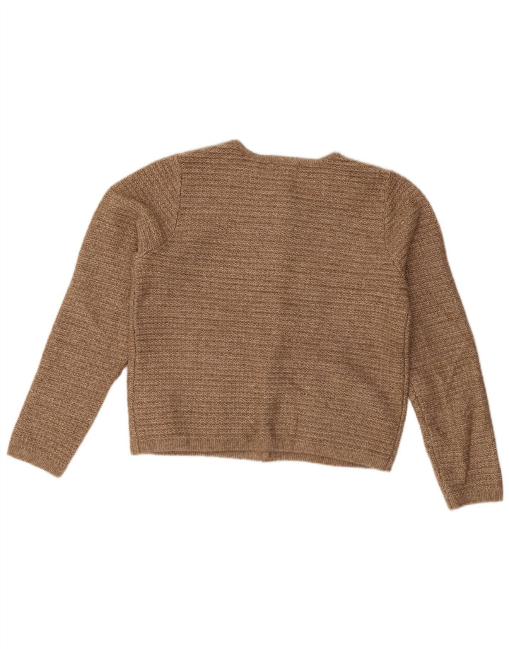 Marks & Spencer Dame Crop Cardigan Sweater UK 14 Medium Brun Polyester