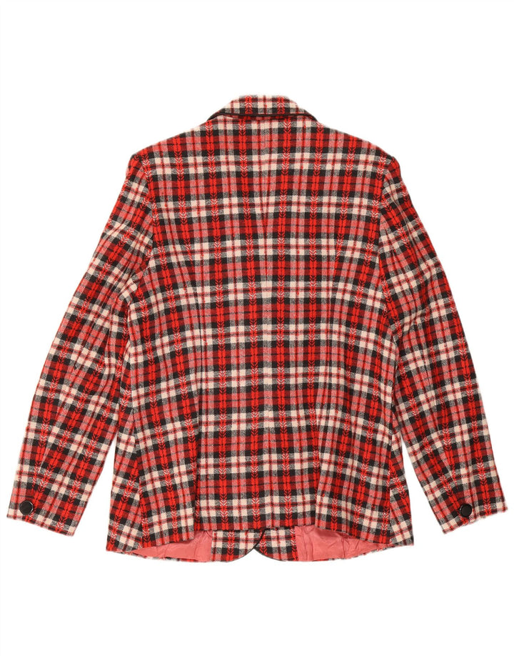 Vintage dame 3-knaps blazerjakke UK 12 medium rød ternet