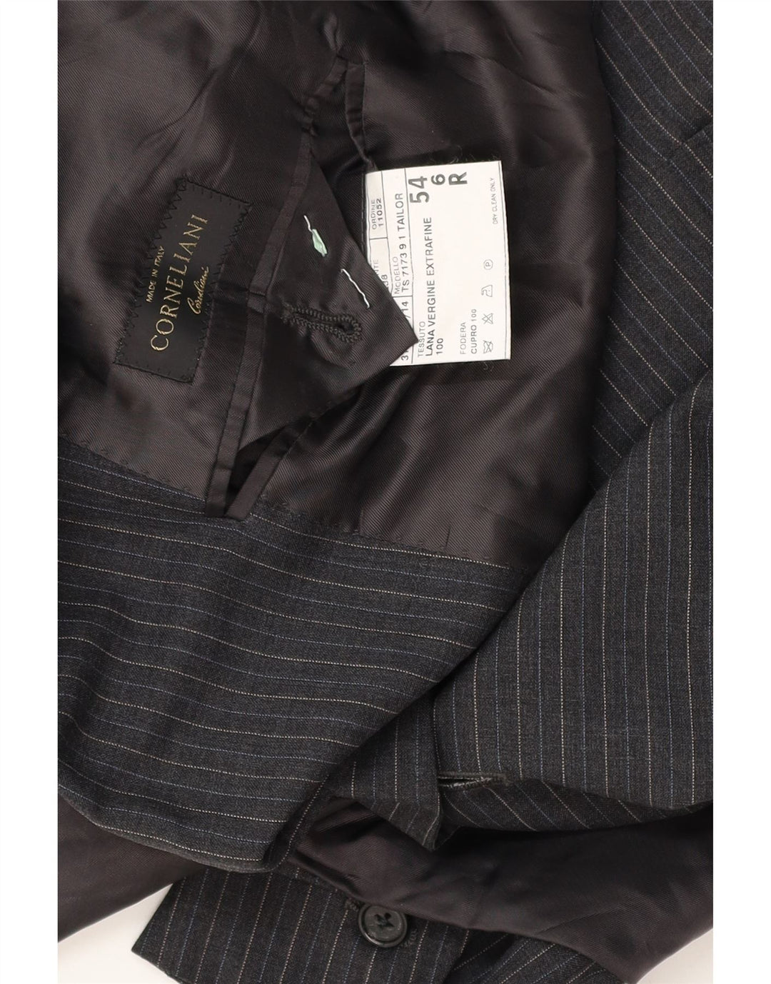 Corneliani Herre 3-knaps blazerjakke IT 54 2XL grå nålestribet jomfruuld