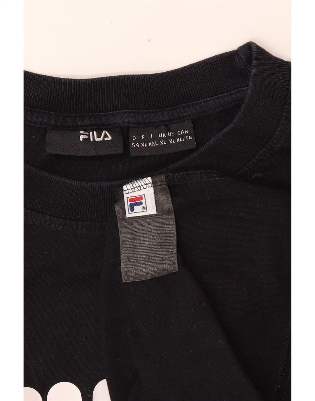 FILA Herre Grafisk T-Shirt Top XL Sort Bomuld