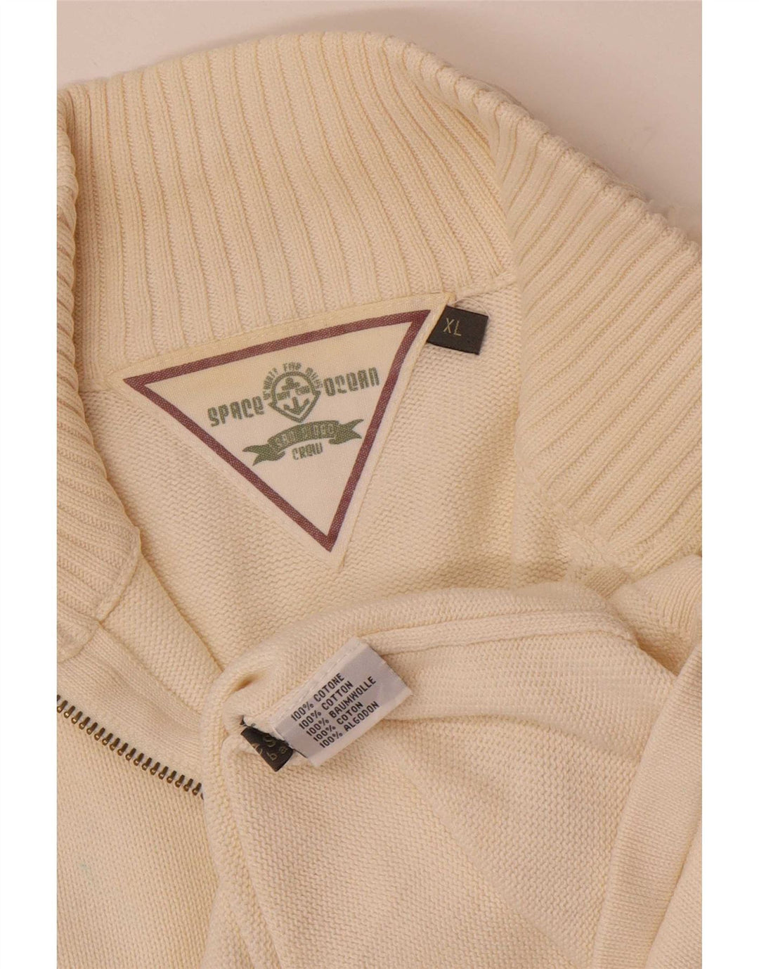Vintage herre lynlås-hals sweater XL Off White Bomuld