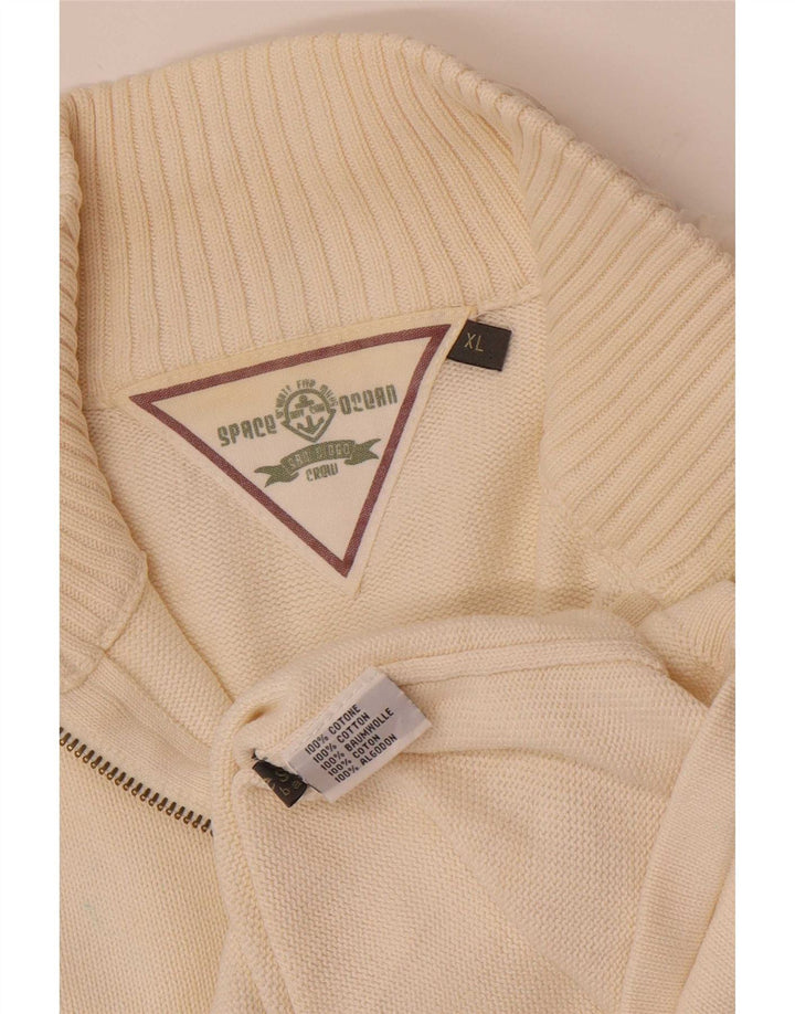 Vintage herre lynlås-hals sweater XL Off White Bomuld