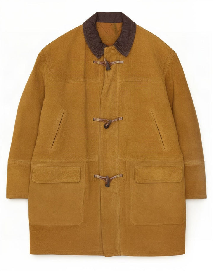 Vintage herre ruskind duffle coat IT 52 XL beige læder