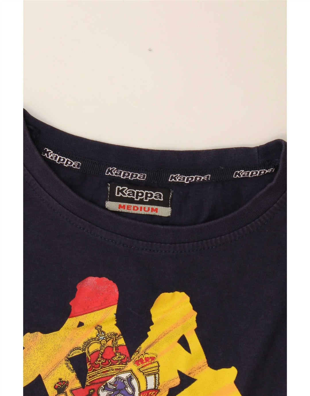 Kappa Dame Grafisk T-Shirt Top UK 14 Medium Navy Blue