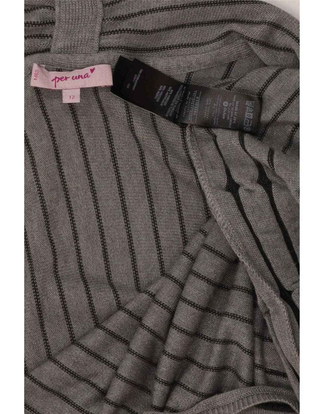 Marks & Spencer dame cardigan sweater med 3/4 ærmer UK 12 mellemgrå