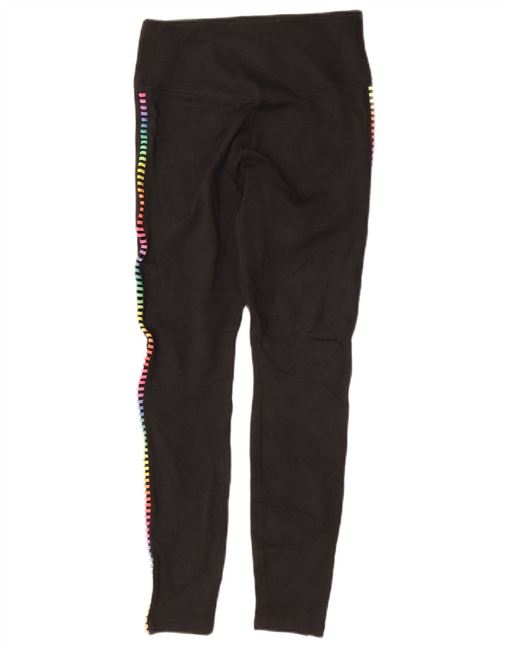 Nike Dame Dri Fit Leggings UK 8 Small Black Geometric Polyester