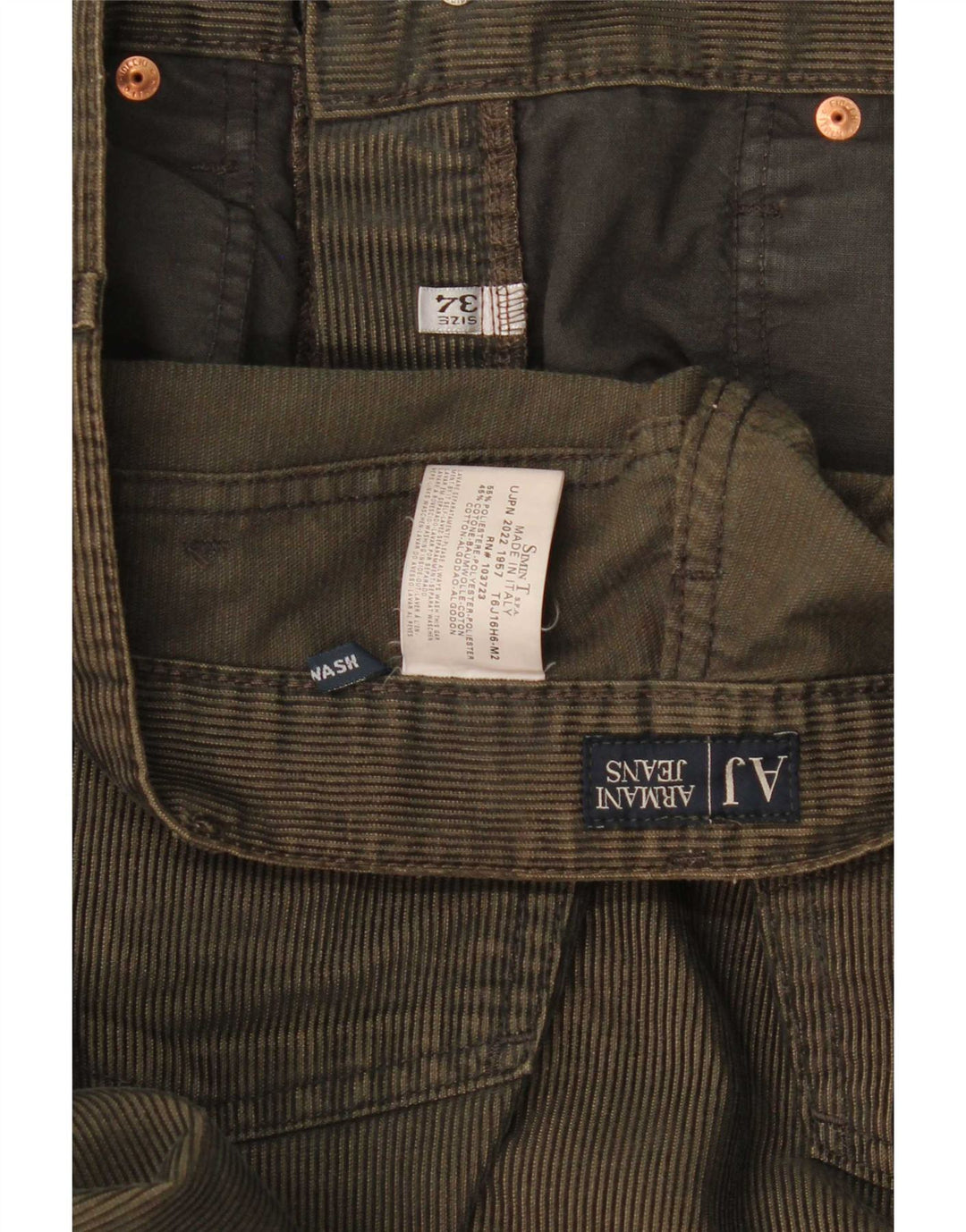 Armani lige fløjlsbukser til kvinder W34 L28 Khaki Polyester