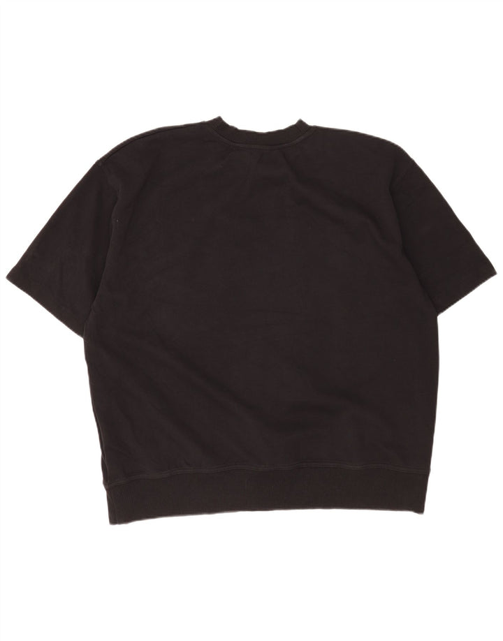Zara Herre T-Shirt Top UK 16 Stor Sort Bomuld