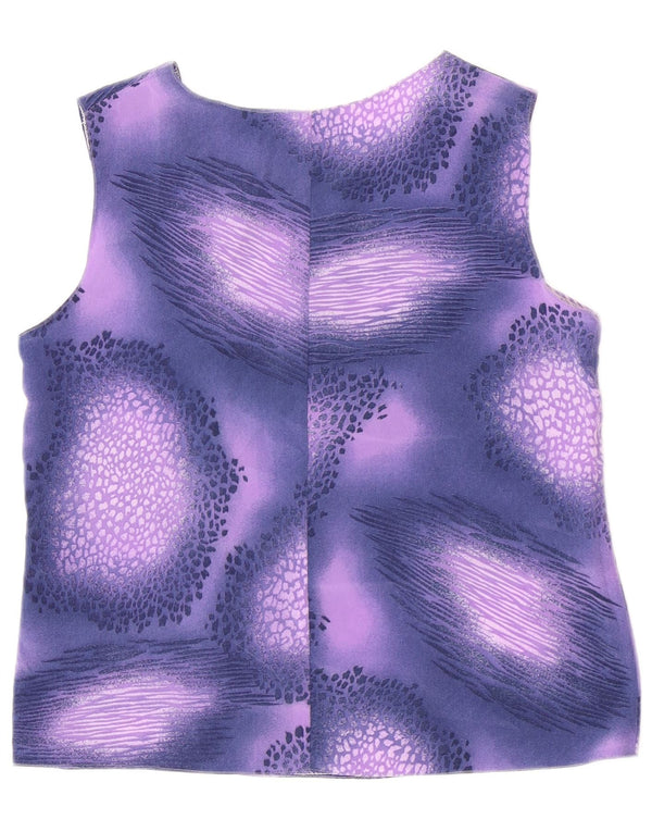 Vintage Dame ærmeløs bluse Top IT 44 Medium Lilla Plettet