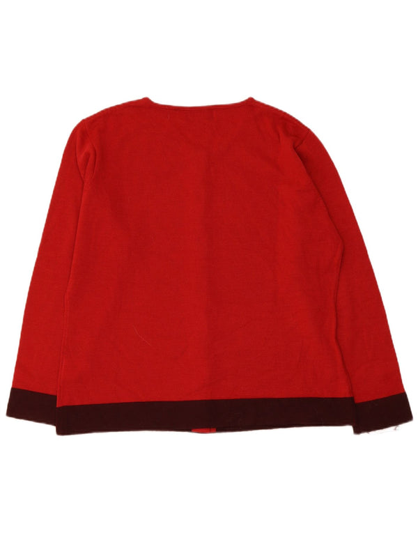 Elements Dame Cardigan Sweater UK 14/16 Large Red Colourblock Polyacryl
