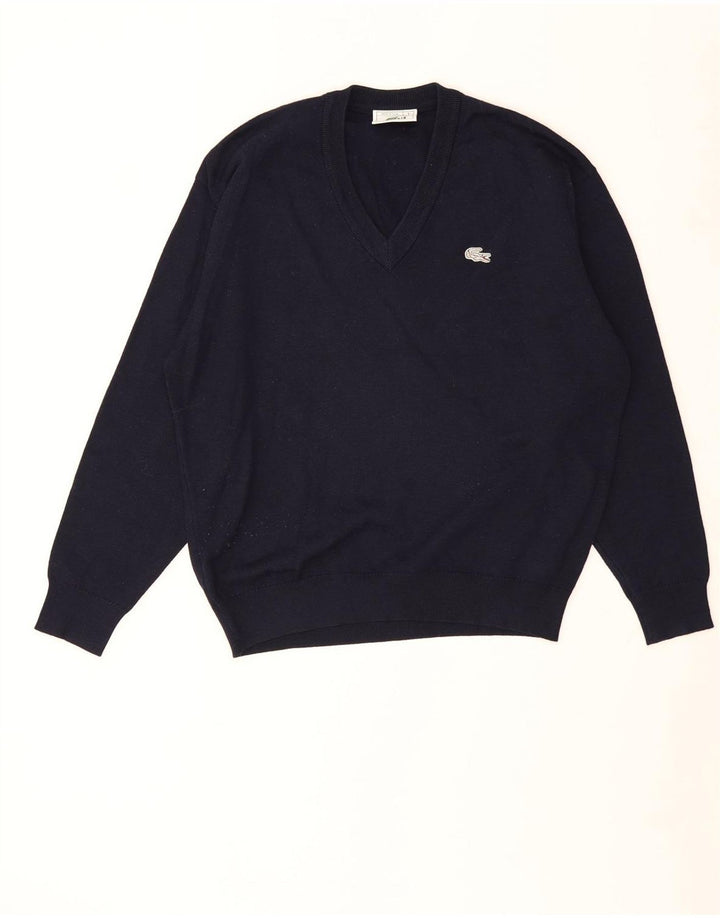 Lacoste Herre V-hals sweater str. 5 Large Marineblå Uld
