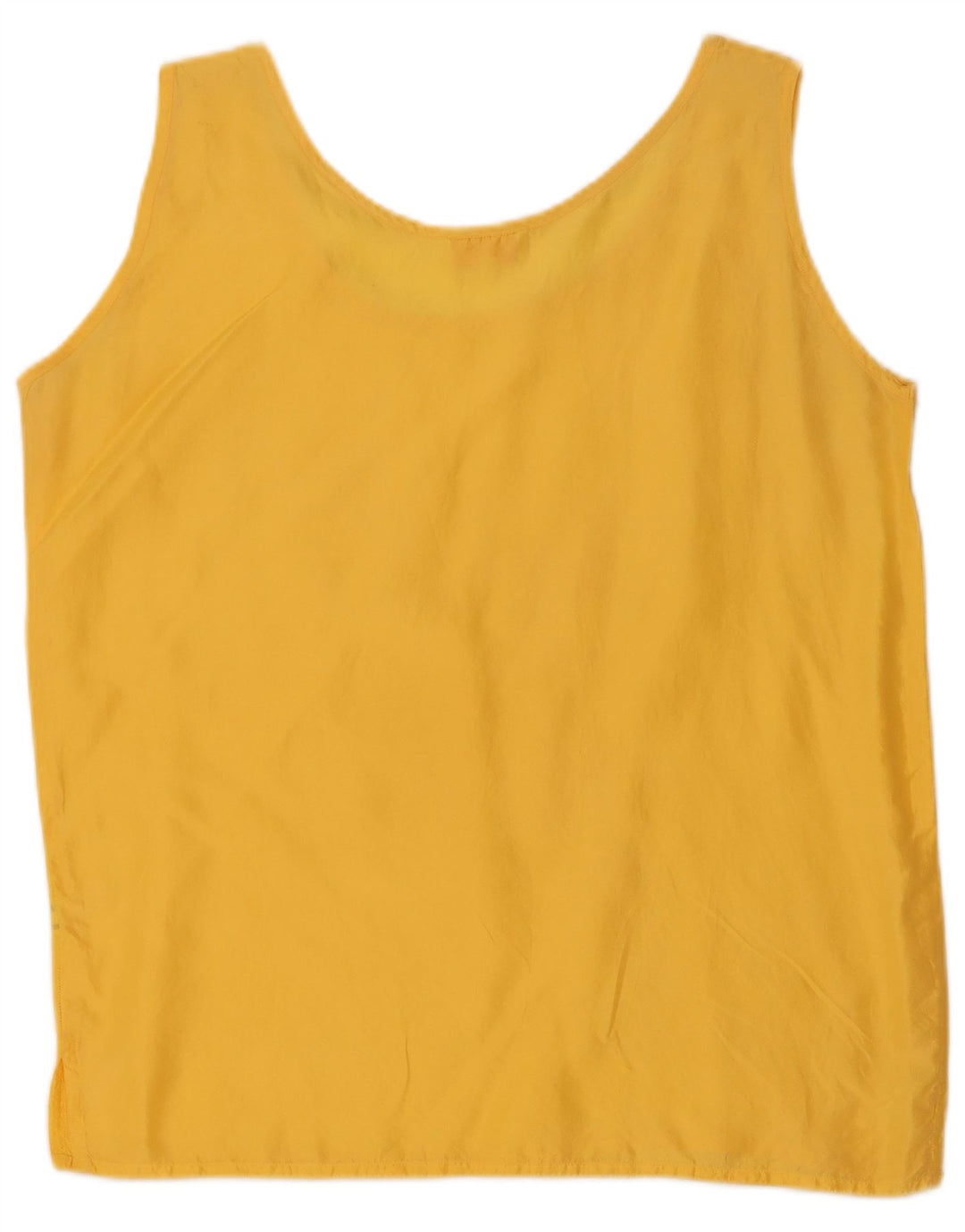 Vintage dame ærmeløs bluse Top UK 14 Medium Yellow Silk