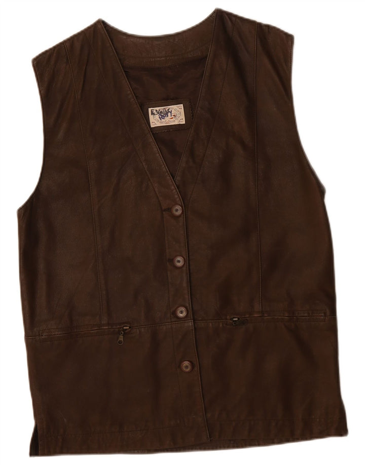 Roxy Dame Læder Gilet EU 38 Medium Brun Læder
