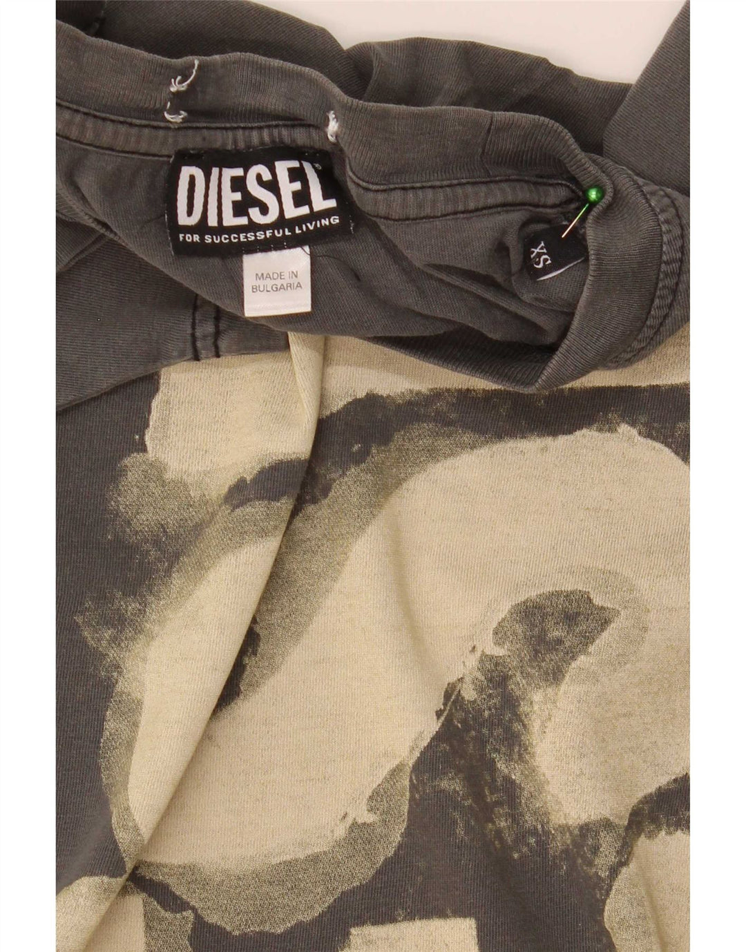 Diesel Herre grafisk T-shirt Top XS Khaki