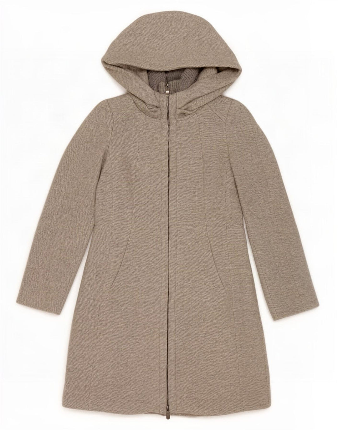 Zara Dame Hætte Overfrakke UK 12 Medium Grå Akryl