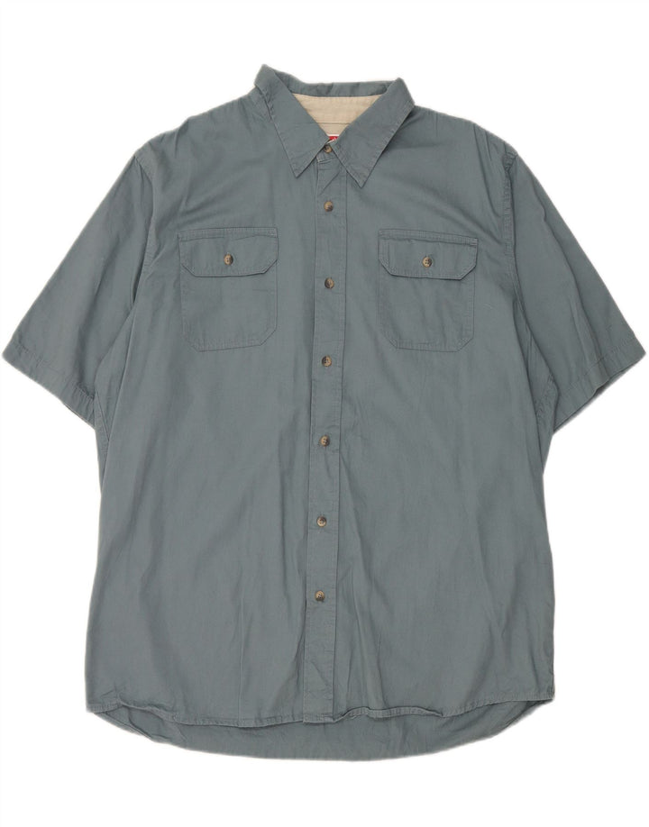 WRANGLER Mens Short Sleeve Shirt XL Blue Cotton