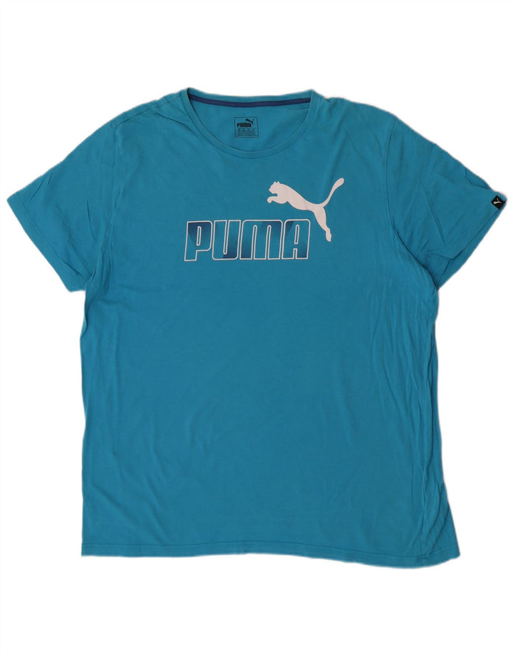 Puma Herre Grafisk T-Shirt Top 2XL Blå Bomuld