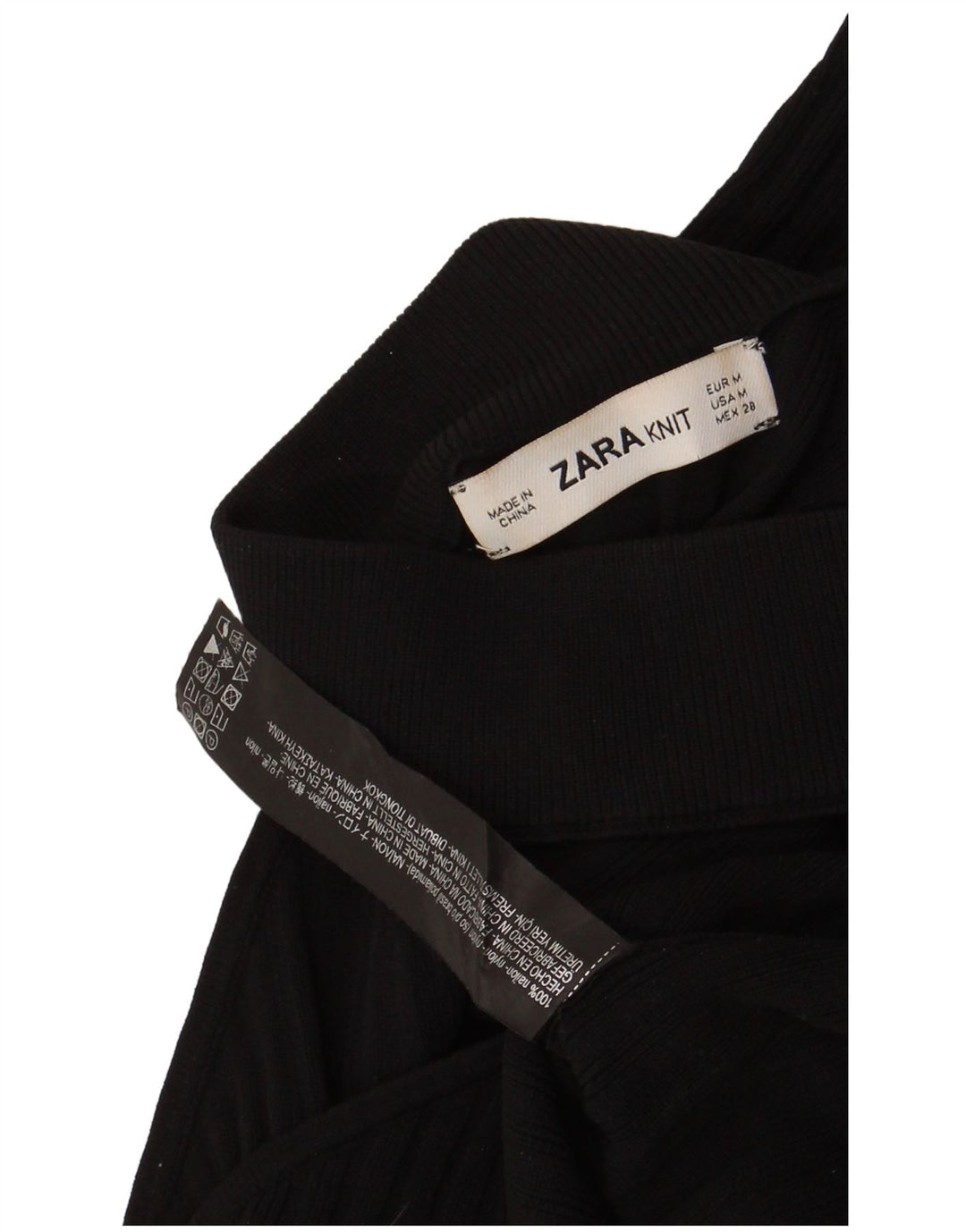 Zara Womens Crop One Shoulder Top UK 12 Medium Black Nylon