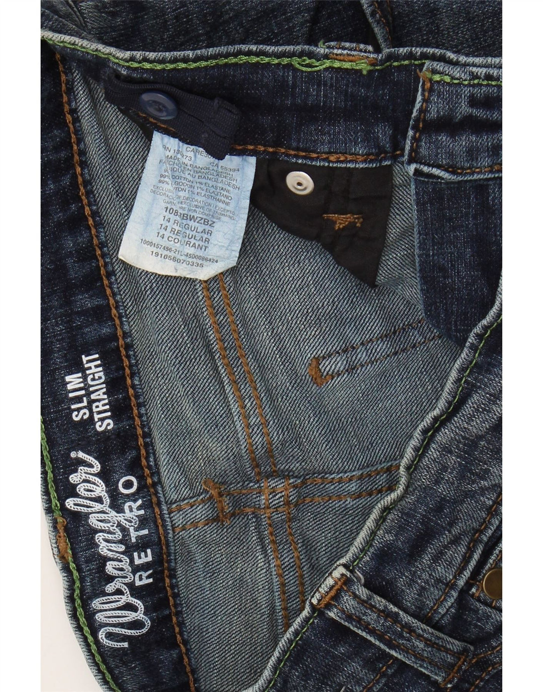 WRANGLER Drenge Retro Slim Straight Jeans 13-14 år W26 L29 Blå Bomuld