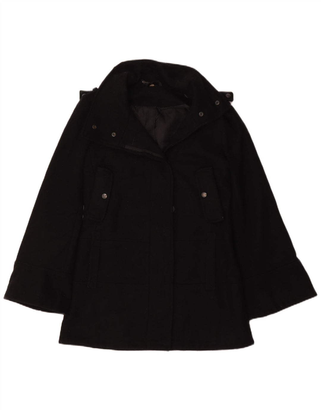 Topshop Dame Oversized Pea Coat UK 6 XS Sort Polyester
