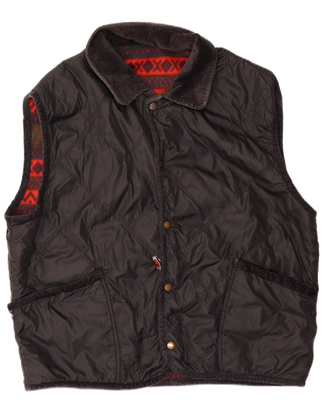 Vintage Herre Vendbar Quiltet Gilet UK 40 Large Black