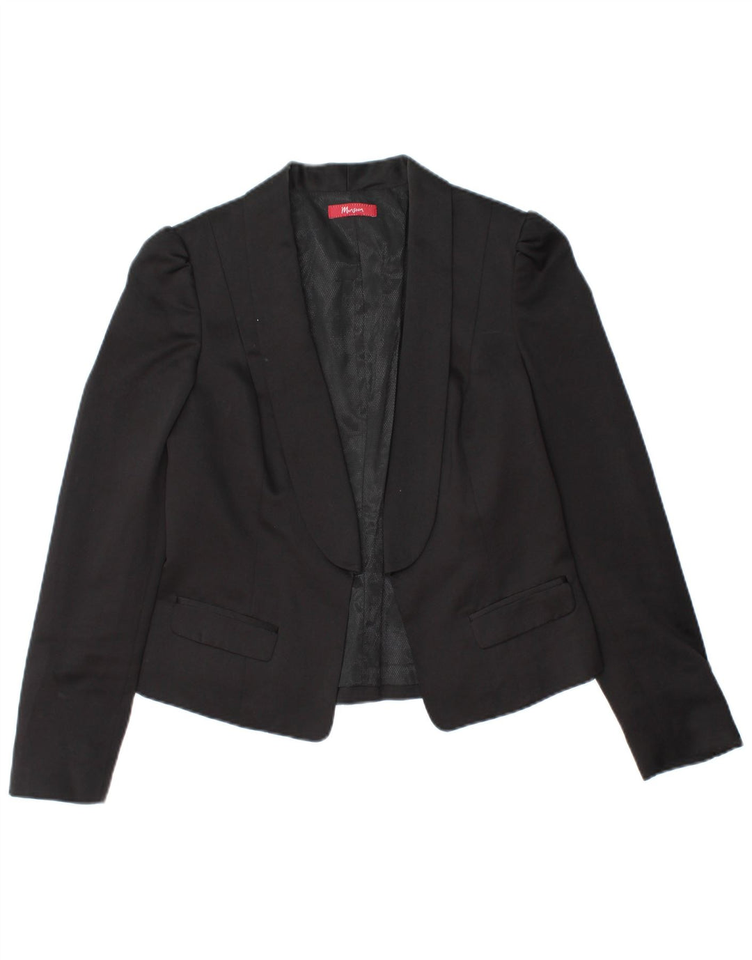 MONSOON Womens Crop Open Blazer Jacket UK 10 Small Black Polyester