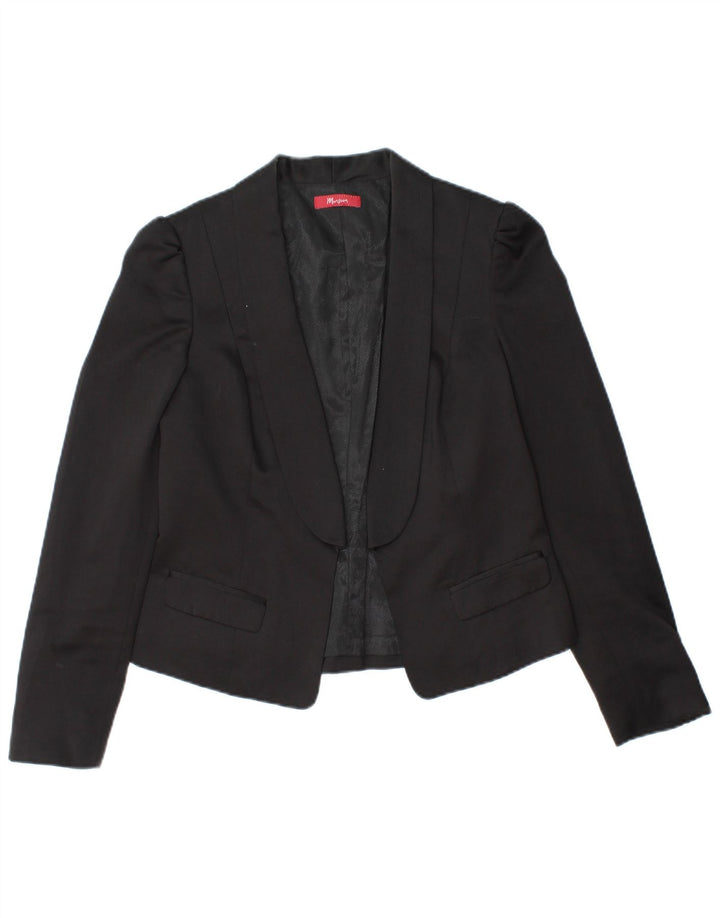 MONSOON Womens Crop Open Blazer Jacket UK 10 Small Black Polyester