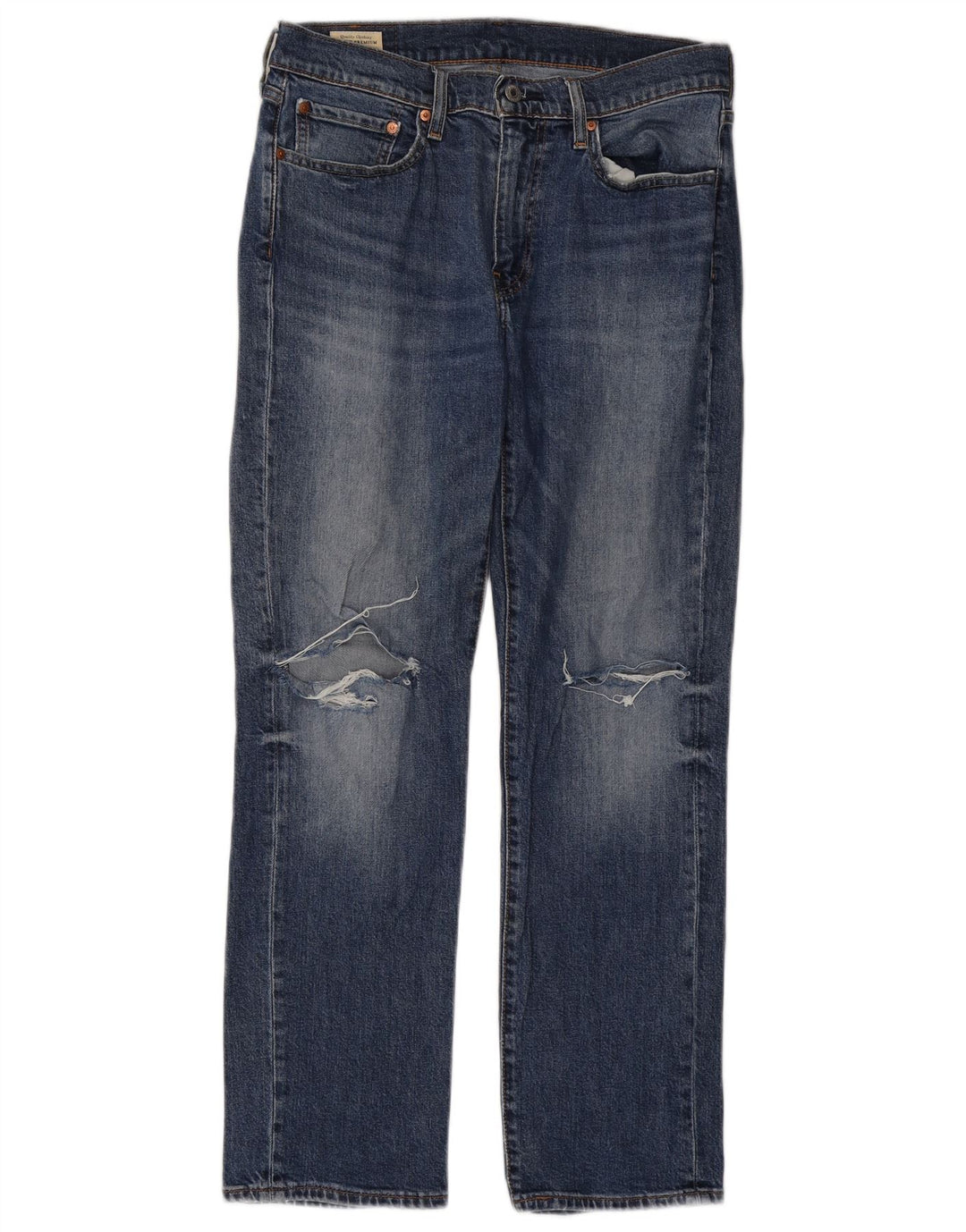 Levi's Herre 514 Distressed Straight Jeans W32 L30 Blå Bomuld