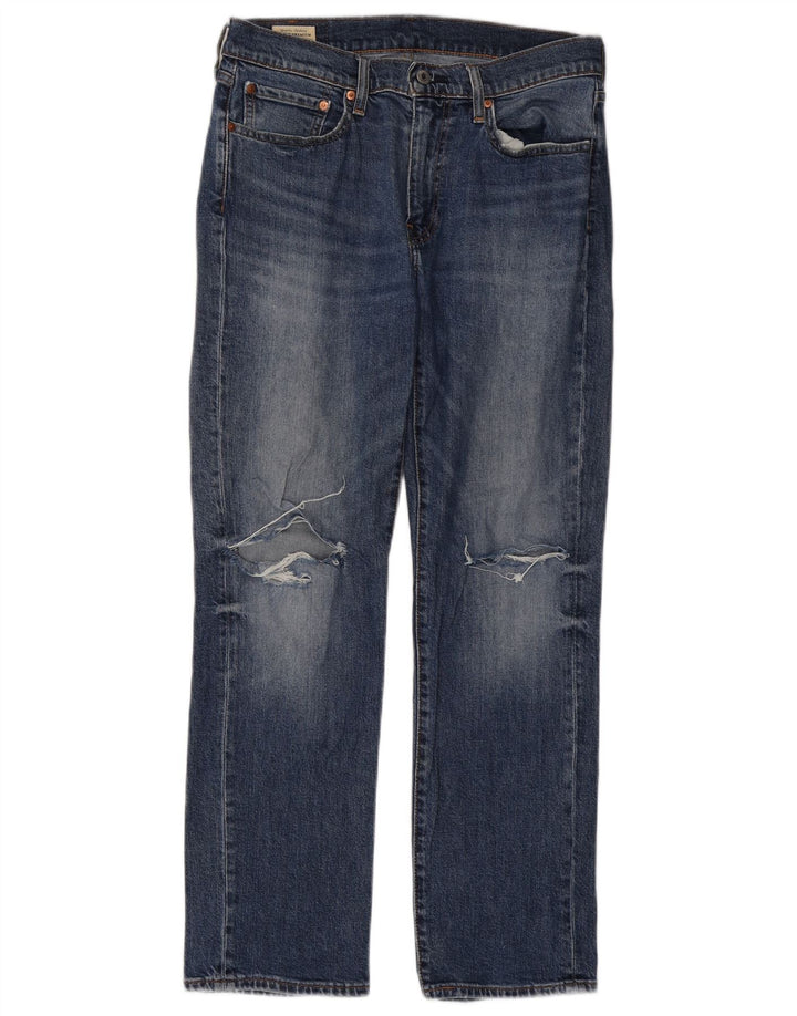 Levi's Herre 514 Distressed Straight Jeans W32 L30 Blå Bomuld