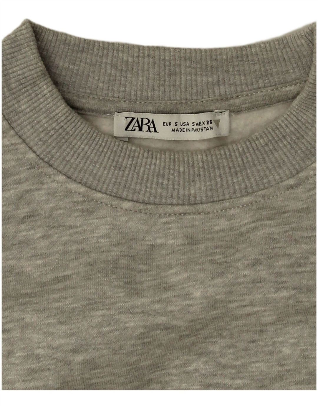 Zara Womens Crop Oversized Sweatshirt Jumper UK 10 Small Grey Flecked