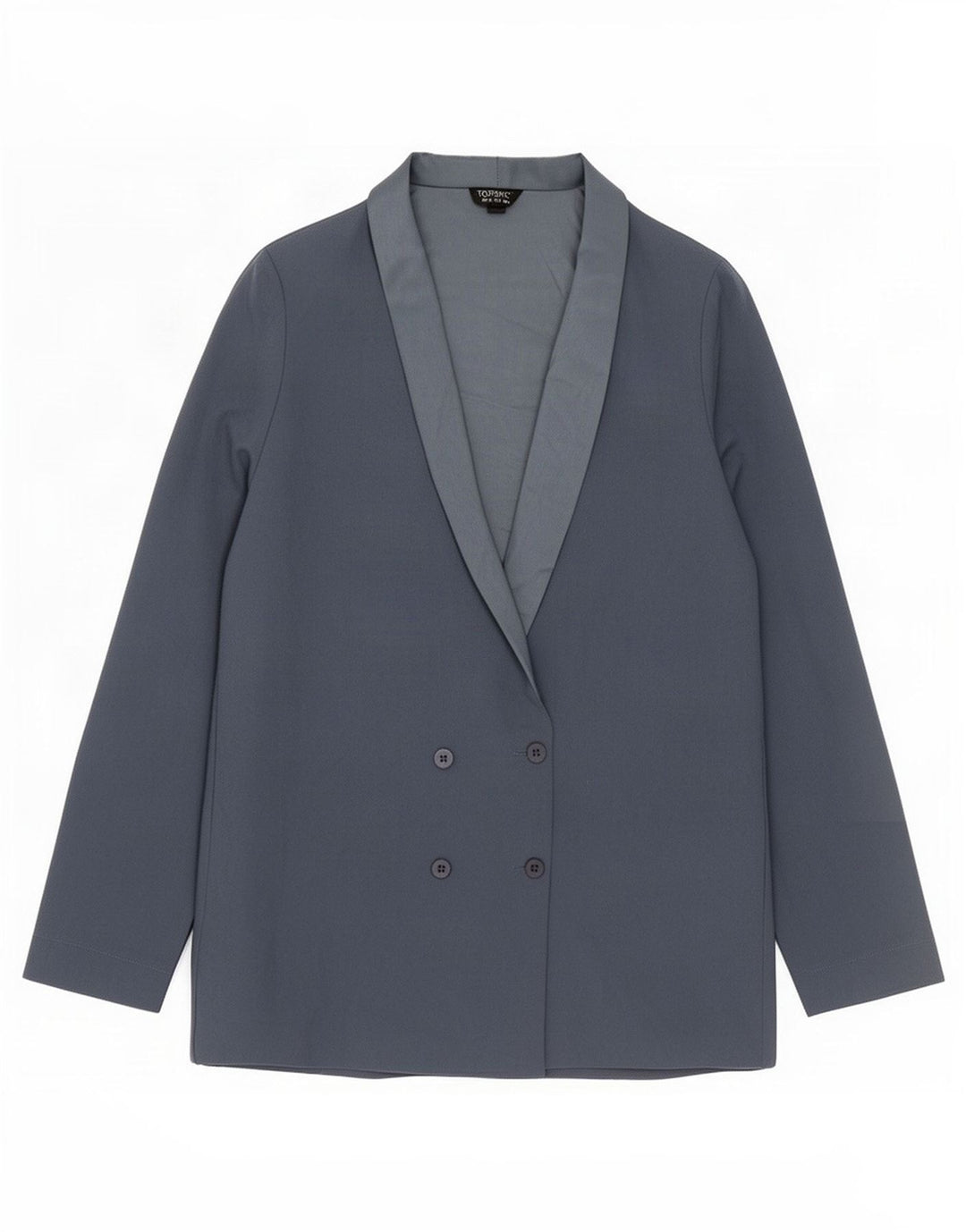 Topshop Dame Double Breasted Blazer Jacket UK 10 Small Blue Polyester